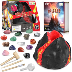 Gemstone Dig Volcano Kit för barn 6-12 år - Gräv upp 15 riktiga ädelstenar och kristaller Dig Pack Diamond Dig Vetenskapsaktiviteter Pedagogiska leksaker Gåvor