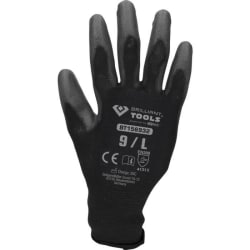 Brilliant Tools - Microfine Knit Gloves, Black, L | 12 par