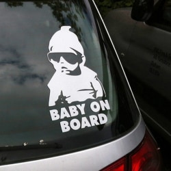 Baby on board (barn i bilen) dekal silver