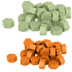 Hexagonala vaxpärlor - Ljusgrön + Orange
