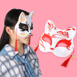Japansk kattmask för barn Cosplay kostymrekvisita för halloweenfest 2st