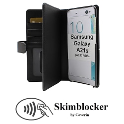 Skimblocker XL Wallet Samsung Galaxy A21s (A217F/DS) (Svart)