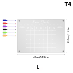 Klar akryl magnetisk kalendertavleplanlægning Daglig ugentlig Mont white TYU048-A3