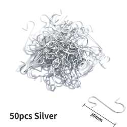 50st juldekoration Metall S-formade krokhållare jul Silver 30mm