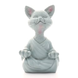 Snodig Buddha Cat Figurine Meditasjon Yoga Samlerobjekt Glad Gray