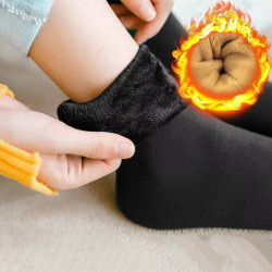 Fløyel Kvinner Vinter Varm Tykke Thermal Socks Soft Casual Soli Black One Size