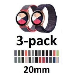 3-pack SmartWatch Armband 20mm Nylon