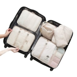 6 delar Set av organiseringsväskor Travel Moving Bagage Organizer Cream-colored