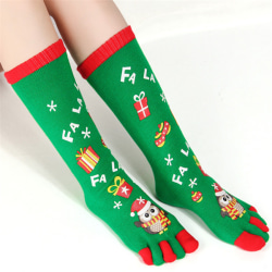 Julestrømper Morsomme julenisse flerfargede sokker Green 2