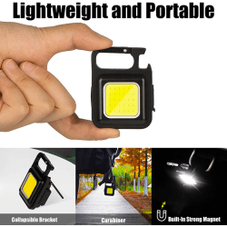 Mini LED-ficklampa Uppladdningsbar arbetslampa Utomhuscampinglampa Black