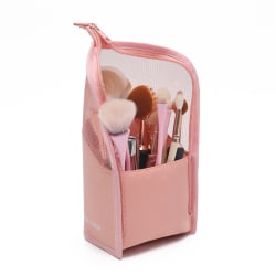 Resesminkborstväska Bärbar kosmetisk borsthållare Pink
