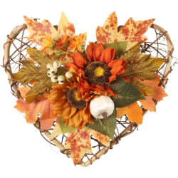 Kunstig ahornkrans, hjerteformet halloween krans dekorationc