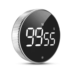 Rund roterande digital timer Stoppur LED 99 minuter 59 Silver
