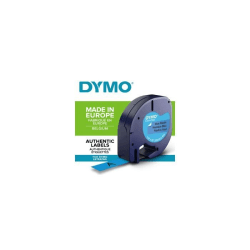 DYMO LetraTag Plasttejp 12mm x 4m Svart/Blå (kompatibel med DYMO LetraTag LT100H)