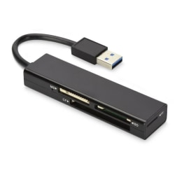 4-portars USB 3.0 minneskortläsare Svart