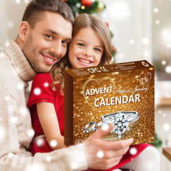 Smykker adventskalender 2023 julenedtellingskalender med armbånd Halskjede Ring øredobber til kone jente 24 dagers feriegave style 2