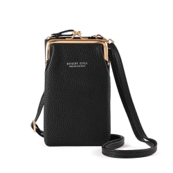 Vertikal plånbok för damer, dragkedja med stor kapacitet mellan längd Black