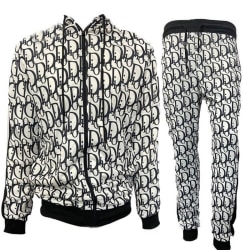 Män Sportkläder Hoodie Jacka Casual Coat + Byxa Set White XL