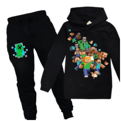 Minecraft Kid Hoodie Träningsoverall Cartoon Toppar+byxor Casual Suit black 140CM