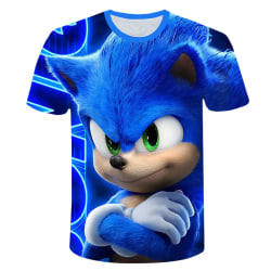 Kids Sonic The Hedgehog Tecknad 3D- printed Casual Tops Game Gift Blue 100cm