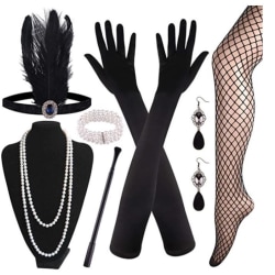 1920-talet Gatsby Accessoarer Set för Kvinnor Klaff Kostym Headpiece A
