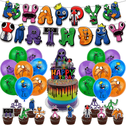 Rainbow Friends Ballonger Födelsedagsdekor Banner Cake Topper