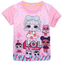 Flickor Söt Princess Surprise Doll Kortärmad T-Shirt Topp Pink 110cm