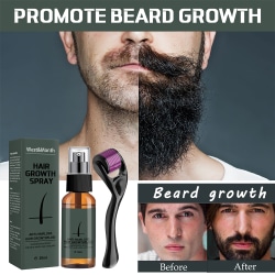 Beard Growth Roller Kit för män Skäggtillväxt Spray