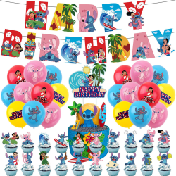 Lilo & Stitch Tema Grattis på födelsedagen Banner Ballong Cupcake Topper