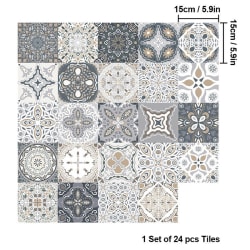 24PCS mosaik kakel klistermärke keramiska plattor självhäftande vattentät 15*15cm