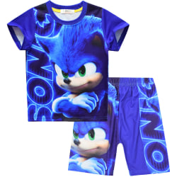 Sonic The Hedgehog Shorts Set Barn Sommar T-shirt Shorts Set Blue 7-8 Years = EU 122-128