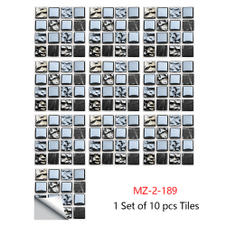 10 st mosaik kakel klistermärke väggdekoration DIY självhäftande MZ-2-189 WxL: 4x4"