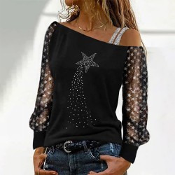 Sexig topp T-shirt för kvinnor med lång ärm 2# L