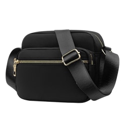Ladies Multi Pocket Handväska Dragkedja Crossbody-väskor Black 7.9x2.8x6.3"