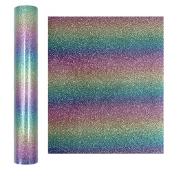 Rainbow Glitter Vinyl DIY bokstäver Film Cup Stickers Kläder Shallow Rainbow 12"x2FT