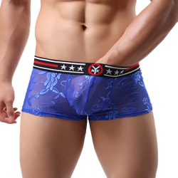 Sexiga underkläder för män Underkläder Spets Boxer Mesh i mesh Blue XL
