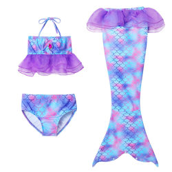 Tie-Dye simbar sjöjungfrubaddräkt för barn, flickor, badkläder Set #2 Purple 7-8 Years =EU 122-128