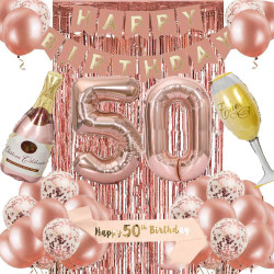 50 år födelsedag dekoration nummer ballong banner roséguld 4# Balloon Banner