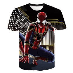 Superhjälte Spiderman printed T-shirt Barn Pojkar Kortärmade Toppar E 6-7 Years = EU 116-122