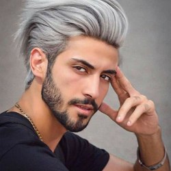 Mäns stiliga peruk Mäns realistiska grå silvervita kort hår