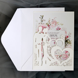 Mr Mrs Heart Hollow bröllopsinbjudningskort med kuverttomt 10-Pack