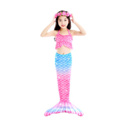Simmbar sjöjungfrudräkt Baddräkt Barn Flicka Badkläder Bikini Set #3 Pink 8-9 Years =EU 128-134