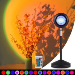 Solnedgångslampa med fjärrkontroll Rainbow USB projektionslampa