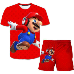 Super Mario Clothes Outfits Set Kortärmad T-shirt Shorts Barn Red 11-12 Years = EU 146-152