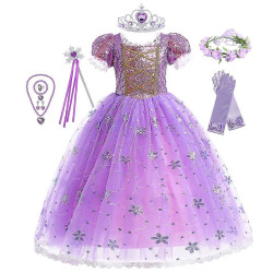 Princess Rapunzel Klänning För tjejer Eleganta lila klänningar Fancy karnevalsdräkt Barnbal aftonklänningar 7-8Y Tag-140 Rapunzel Sets 06