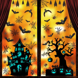 6 st Halloween fönsterdekaler Fladdermöss Spindelnät Dekaler Halloween dekoration Fönster Cling