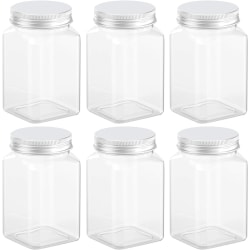 12 ounce klara plastburkar Förvaringsbehållare med lock för kök och hushållsförvaring Lufttät behållare 6 st