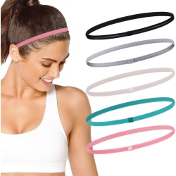 Löpande pannband, träningssvettband pannband för kvinnor och män, halkfritt elastiskt sporthårband (svart, grått, vitt, grönt, rosa)