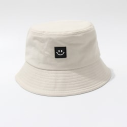 Smiley Face Folding Fisherman Bucket Hat Unisex Summer White