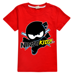 Ninja Kidz TV 3D Cartoon T-shirt för barn med kort ärm T-shirt Red 7-8 Years